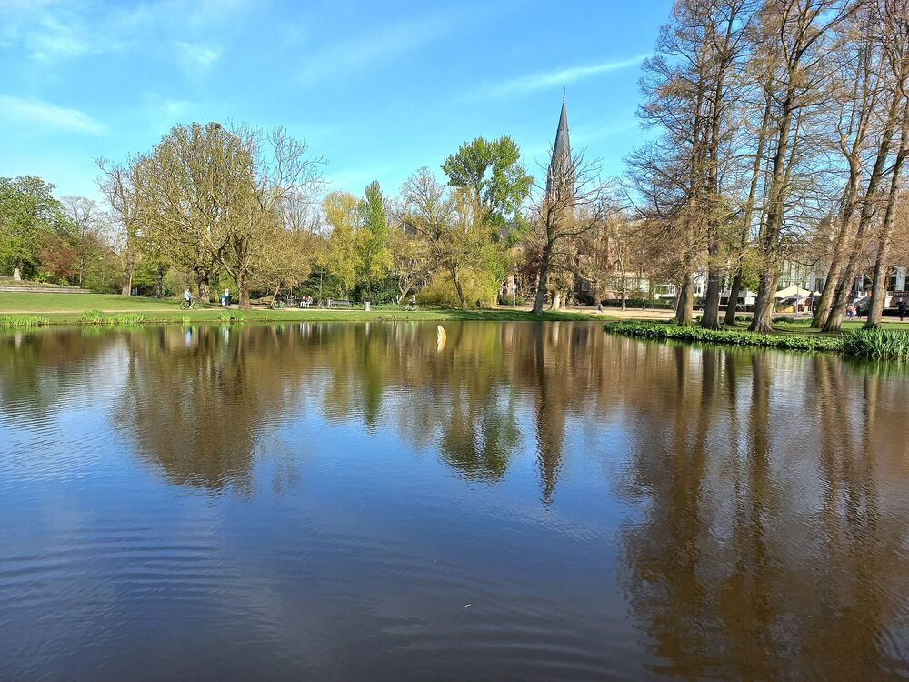 De vijver in het Vondelpark in Amsterdam